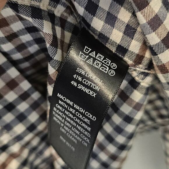 Porter + Ash Men's Gingham Brown Gray Cream Button-down Dress Shirt Size XXL - Picture 11 of 11
